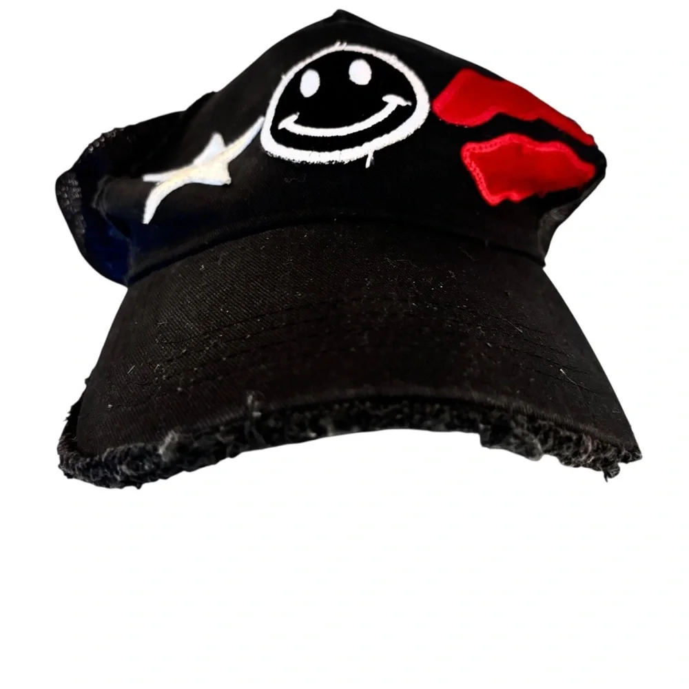 Lauren Moshi Black Smile/Lips Trucker Hat